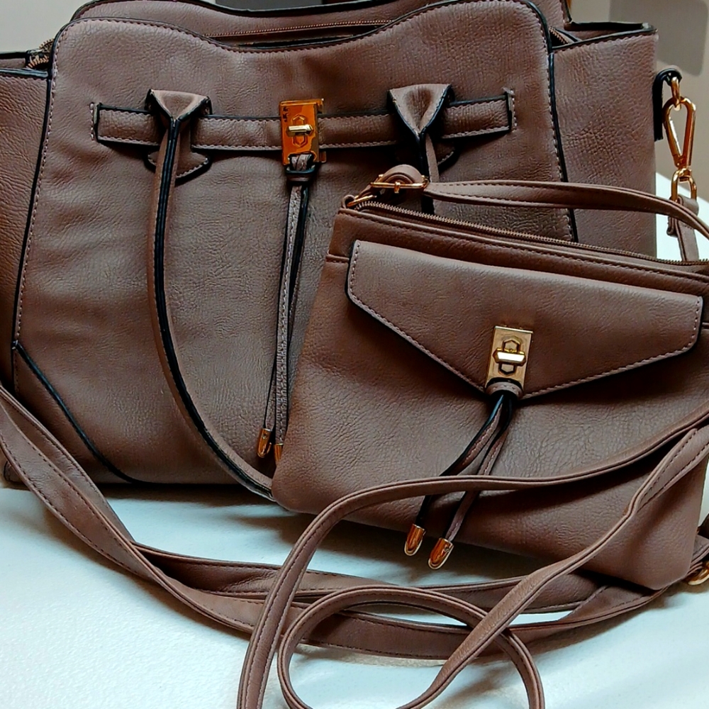 Executive  style leather bag with matching quick weekend clutch